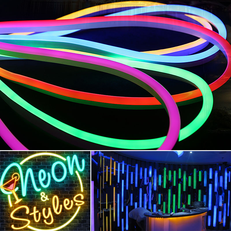 AC110V/220V High-Grade Single Color RGB Color Changing LED Neon Flexible Tube Strip For Edge lighting Track lighting